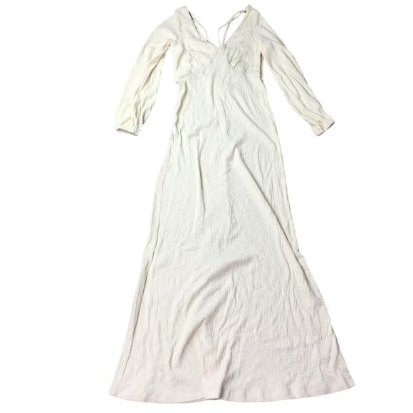 NWT Free People Beach Womens Ivory Maxi Dress Criss Cross Back Long Sleeve XS - Picture 1 of 10